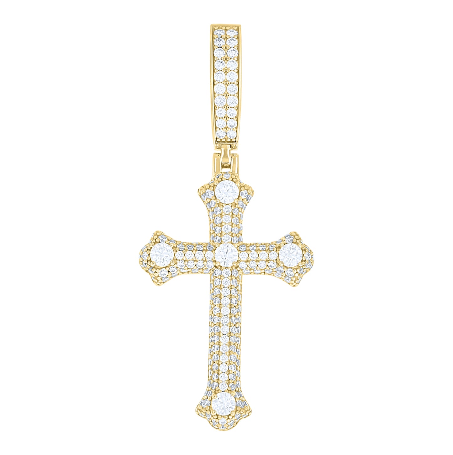Sterling Silver Mens Round Moissanite Cross Religious Pendant – Elegant Jewelry Gift for Birthday, Anniversary, Engagement, Wedding