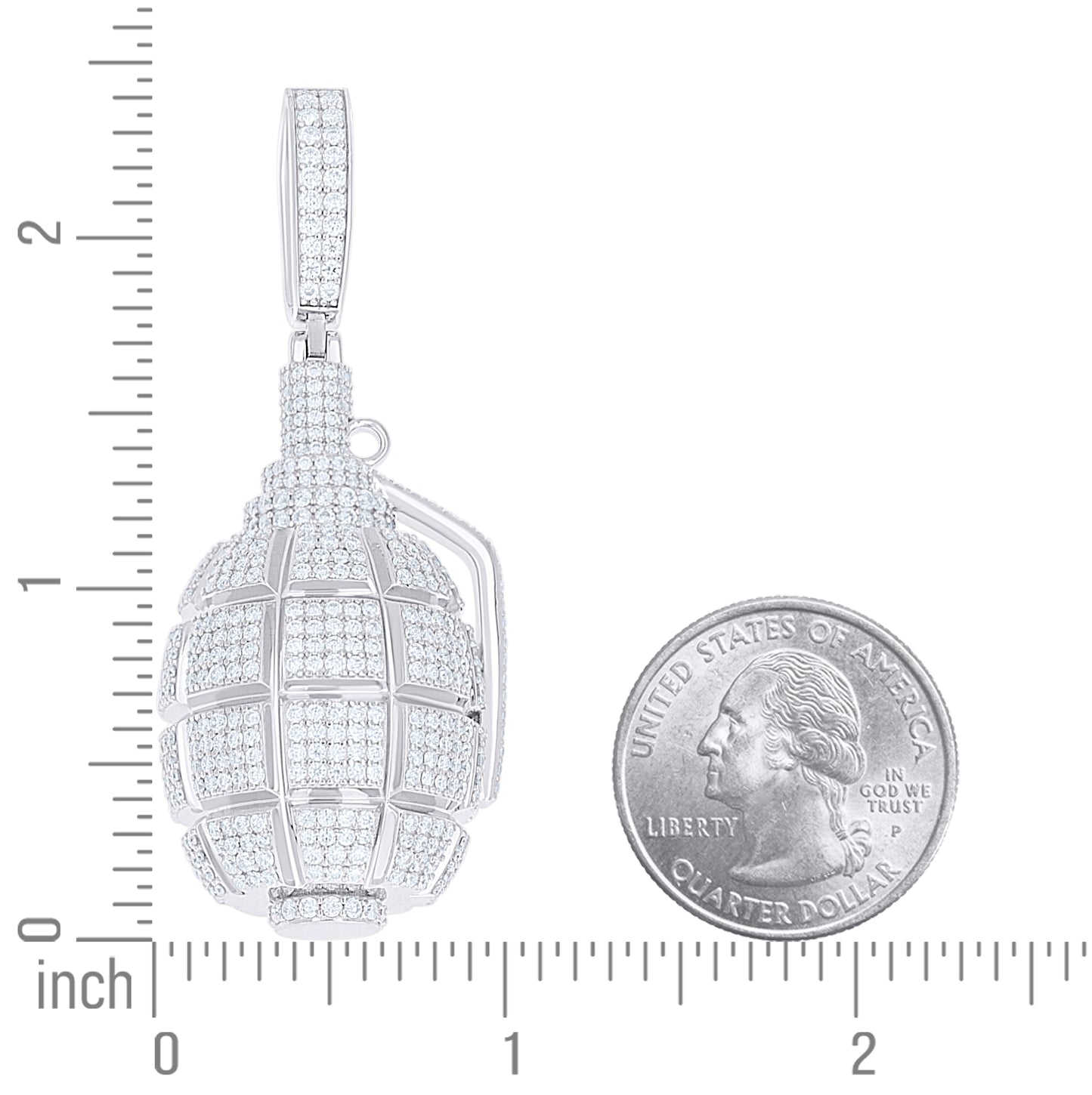 Sterling Silver Mens Moissanite Hand Grenade Fashion Pendant – Elegant Jewelry Gift for Birthday, Anniversary, Engagement, Wedding