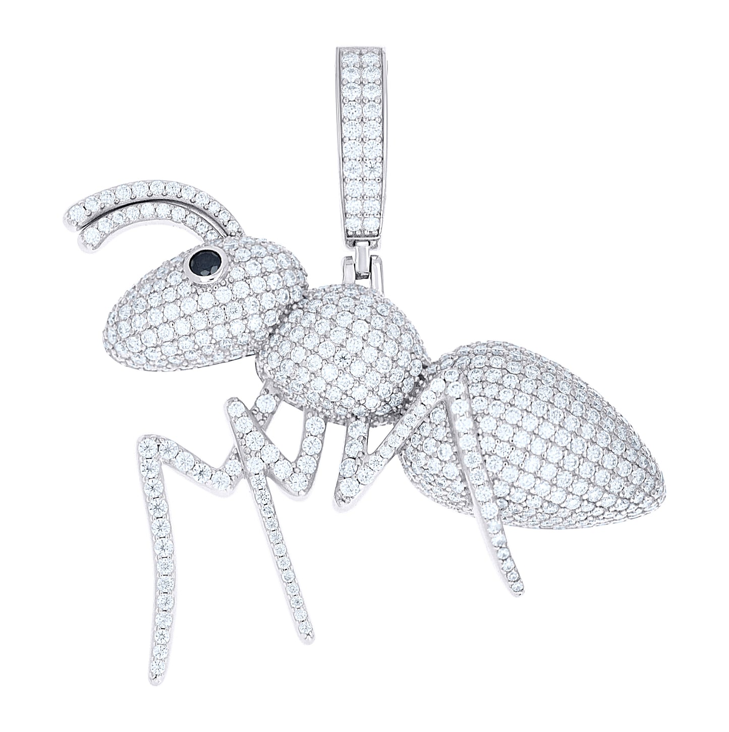 Sterling Silver Mens Black White Moissanite Ant Wildlife Pendant – Elegant Jewelry Gift for Birthday, Anniversary, Engagement, Wedding