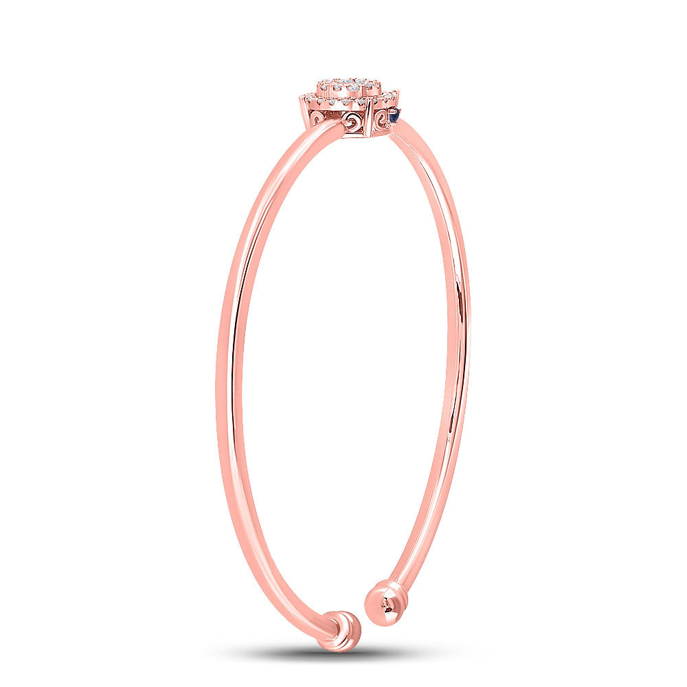 14K Rose Gold Womens Round Diamond Cluster Bangle Bracelet 1/2 Cttw