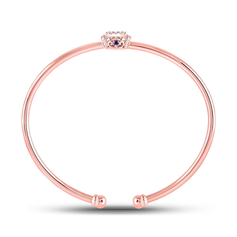 14K Rose Gold Womens Round Diamond Cluster Bangle Bracelet 1/2 Cttw