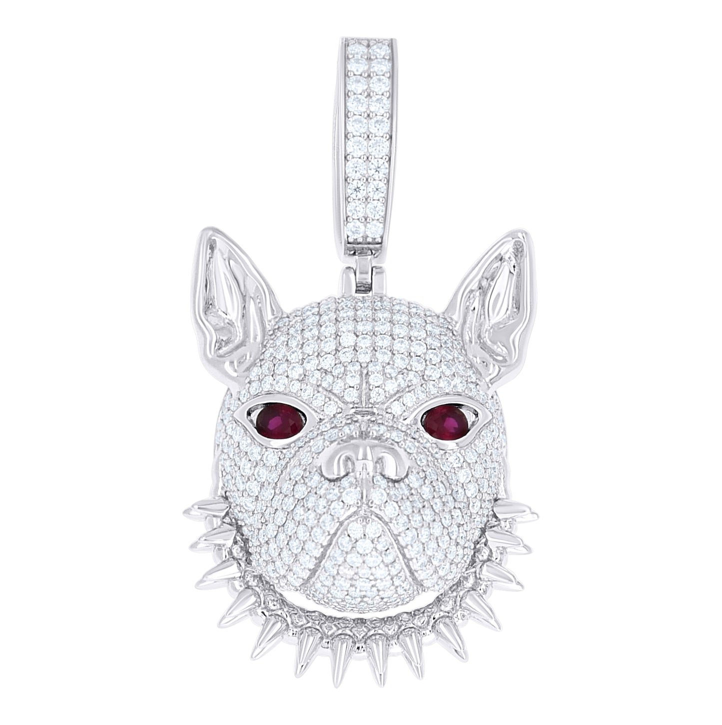 Sterling Silver Mens Purple White Moissanite Bulldog Wildlife Pendant – Elegant Jewelry Gift for Birthday, Anniversary, Engagement, Wedding