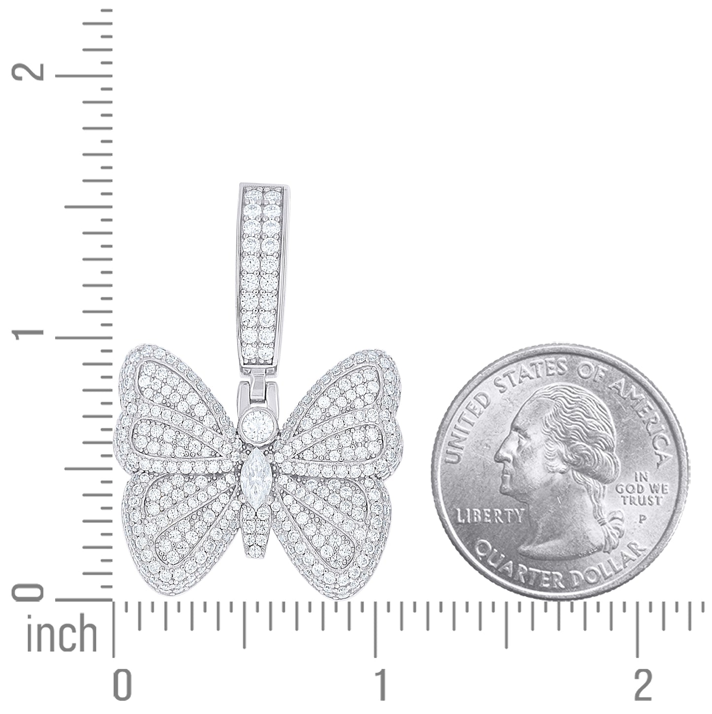 Sterling Silver Womens Marquise Round Moissanite Butterfly Fashion Pendant – Elegant Jewelry Gift for Birthday, Anniversary, Engagement, Wedding