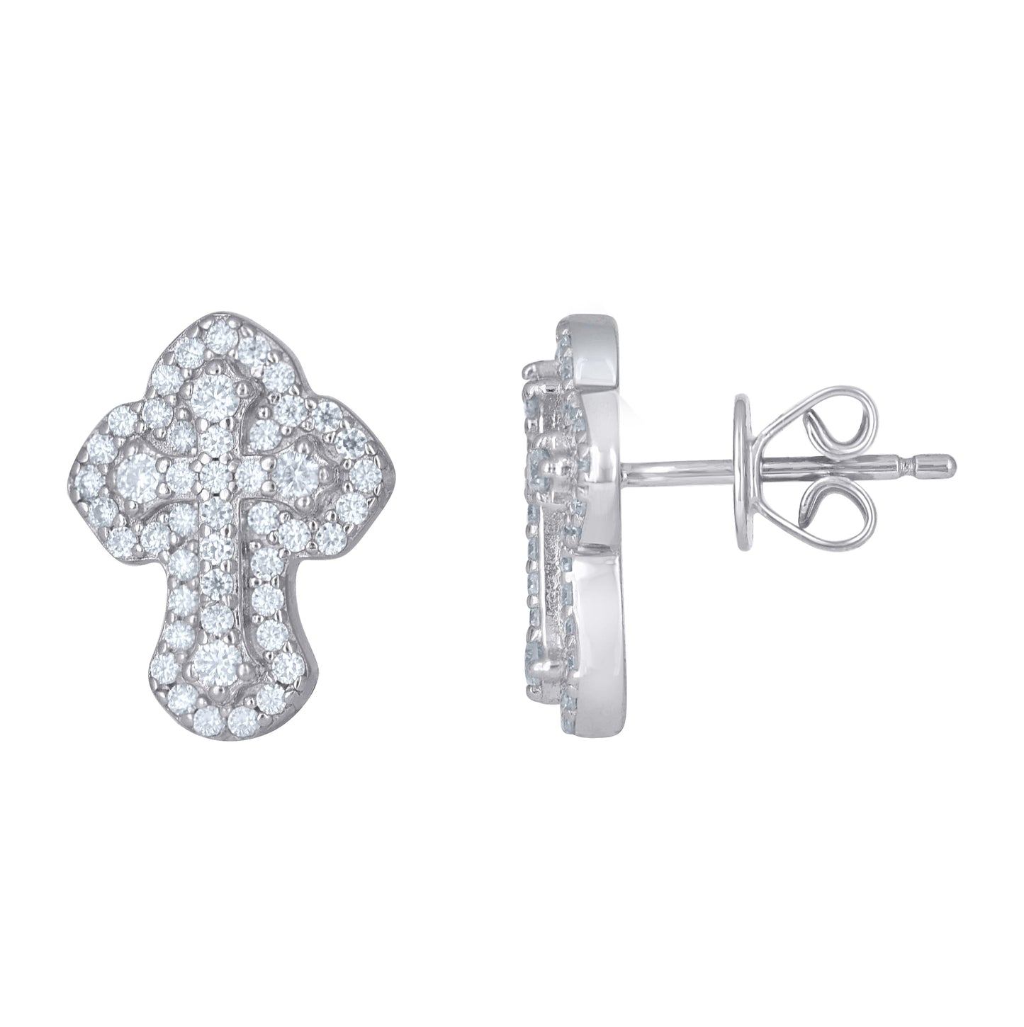 Sterling Silver Unisex Moissanite Cross Religious Stud Earrings – Elegant Jewelry Gift for Birthday, Anniversary, Engagement, Wedding