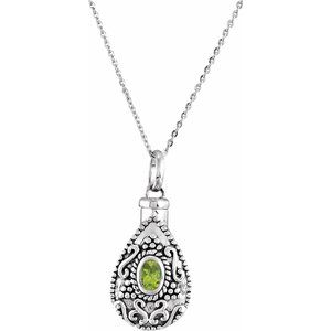 Sterling Silver August Without Box Polished August Tear Shaped Birthstone Ash Holder Necklace