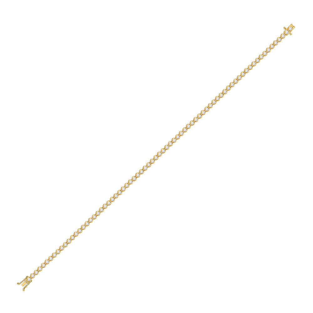 10K Yellow Or Rose Gold Womens Round Diamond Studded Tennis Bracelet