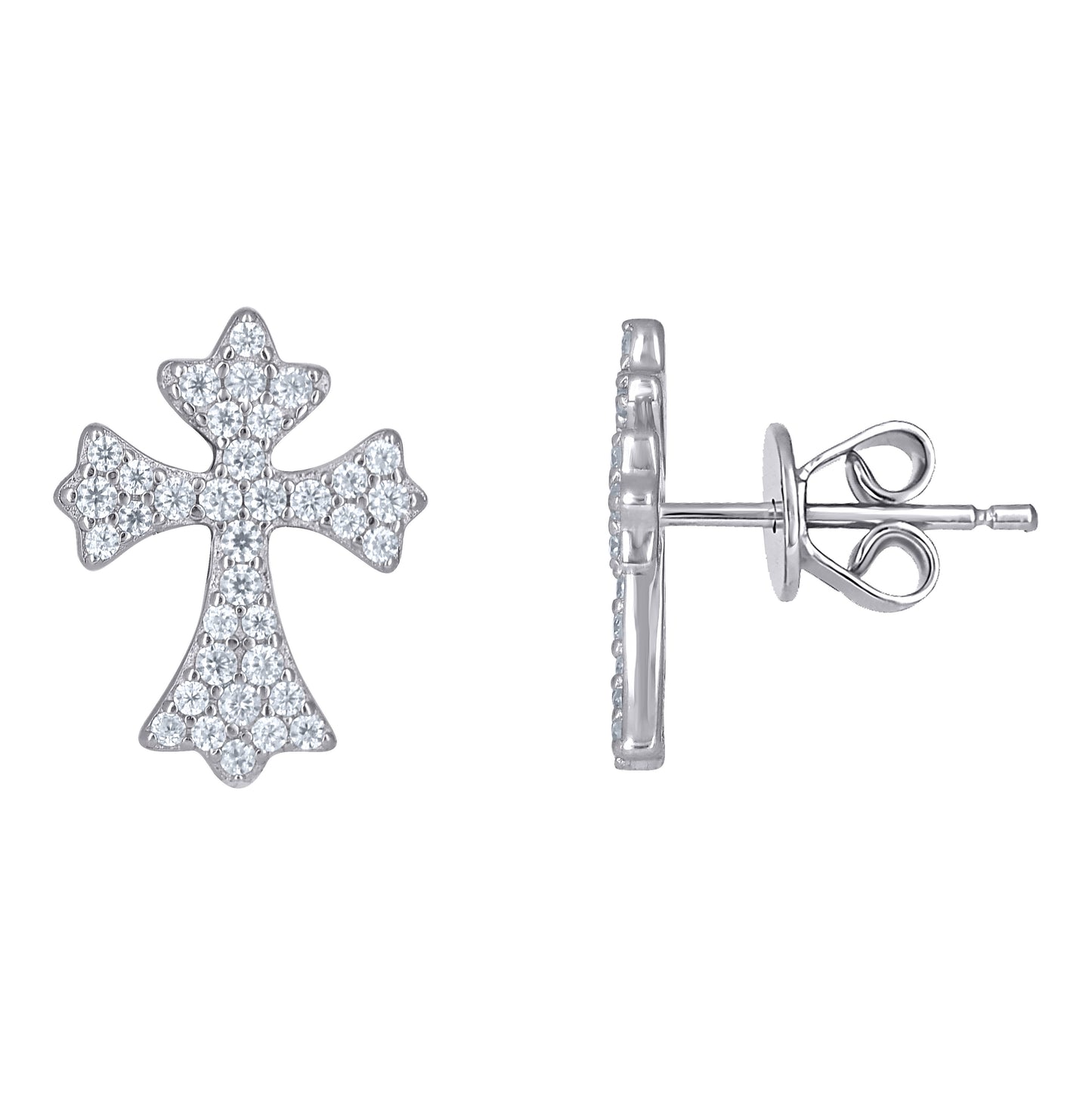 Sterling Silver Unisex Moissanite Cross Religious Stud Earrings – Elegant Jewelry Gift for Birthday, Anniversary, Engagement, Wedding
