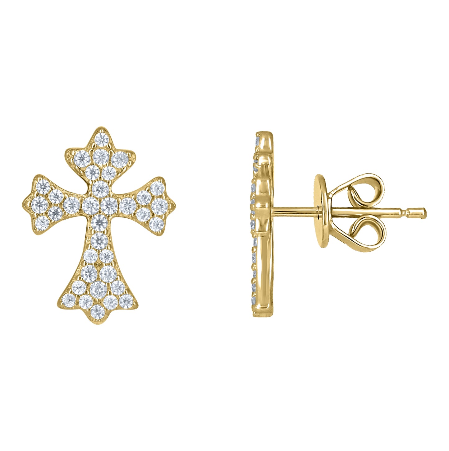 Sterling Silver Unisex Moissanite Cross Religious Stud Earrings – Elegant Jewelry Gift for Birthday, Anniversary, Engagement, Wedding