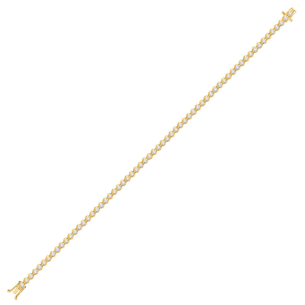 10K Yellow Or Rose Gold Womens Round Diamond Studded Tennis Bracelet