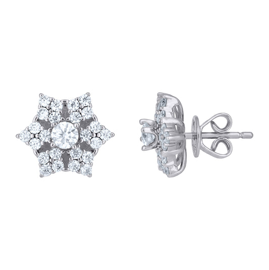 Sterling Silver Womens Moissanite Star Fashion Stud Earrings – Elegant Jewelry Gift for Birthday, Anniversary, Engagement, Wedding