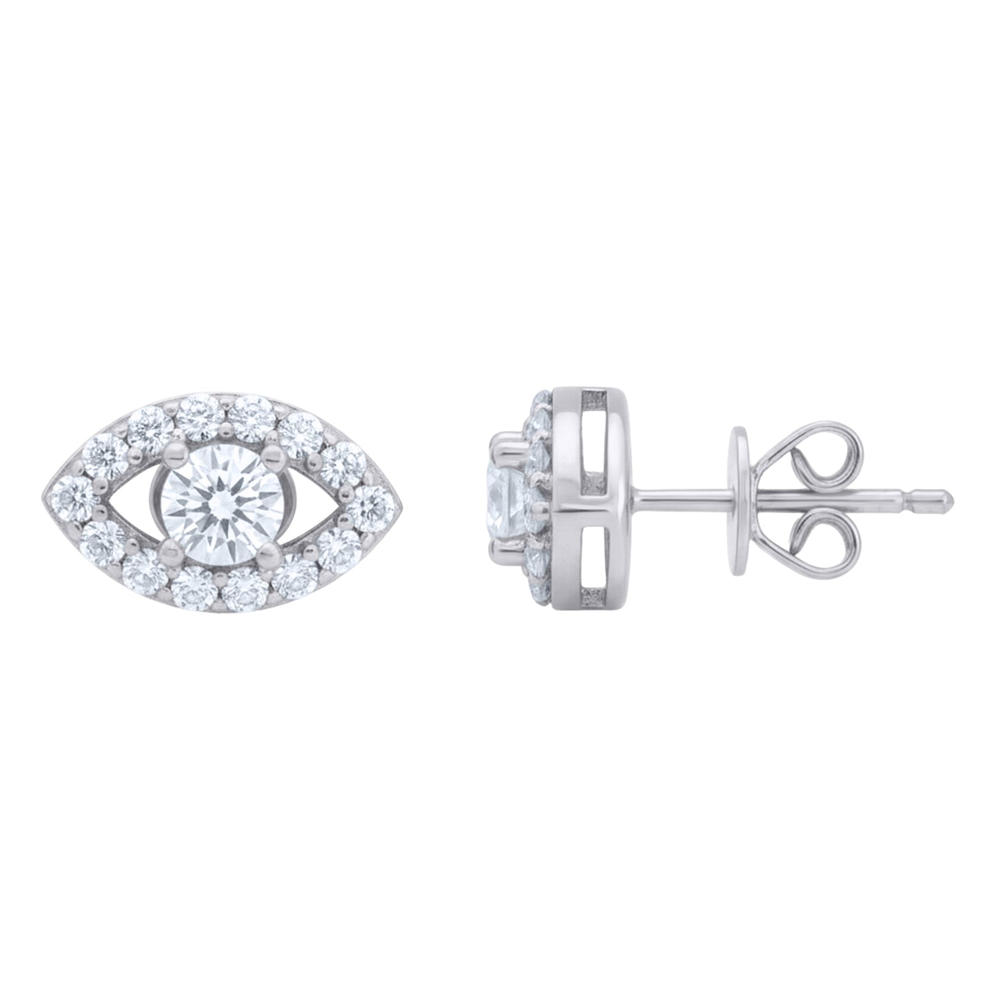 Sterling Silver Womens Moissanite Evil Eye Good Luck Stud Earrings – Elegant Jewelry Gift for Birthday, Anniversary, Engagement, Wedding