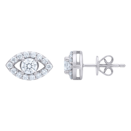 Sterling Silver Womens Moissanite Evil Eye Good Luck Stud Earrings – Elegant Jewelry Gift for Birthday, Anniversary, Engagement, Wedding