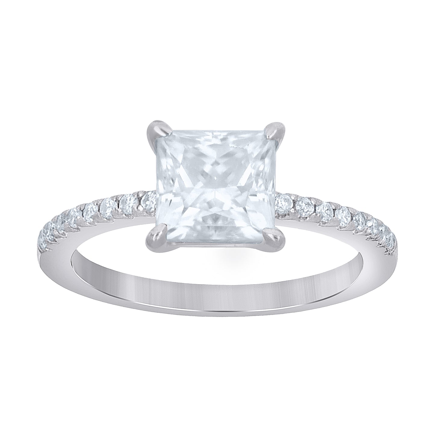 Sterling Silver Womens Princess-Cut Round 1.20ct Moissanite Engagement Ring Size 5– Elegant Jewelry Gift for Birthday, Anniversary, Engagement, Wedding