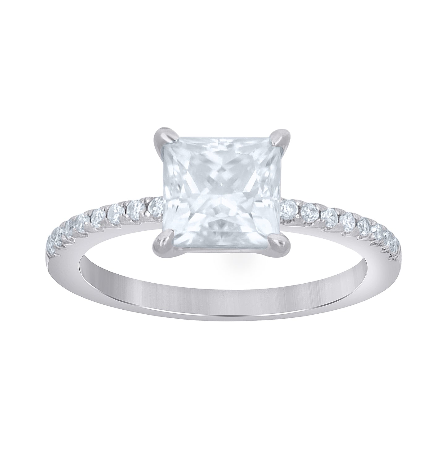 Sterling Silver Womens Princess-Cut Round 1.25ct Moissanite Engagement Ring Size 5– Elegant Jewelry Gift for Birthday, Anniversary, Engagement, Wedding