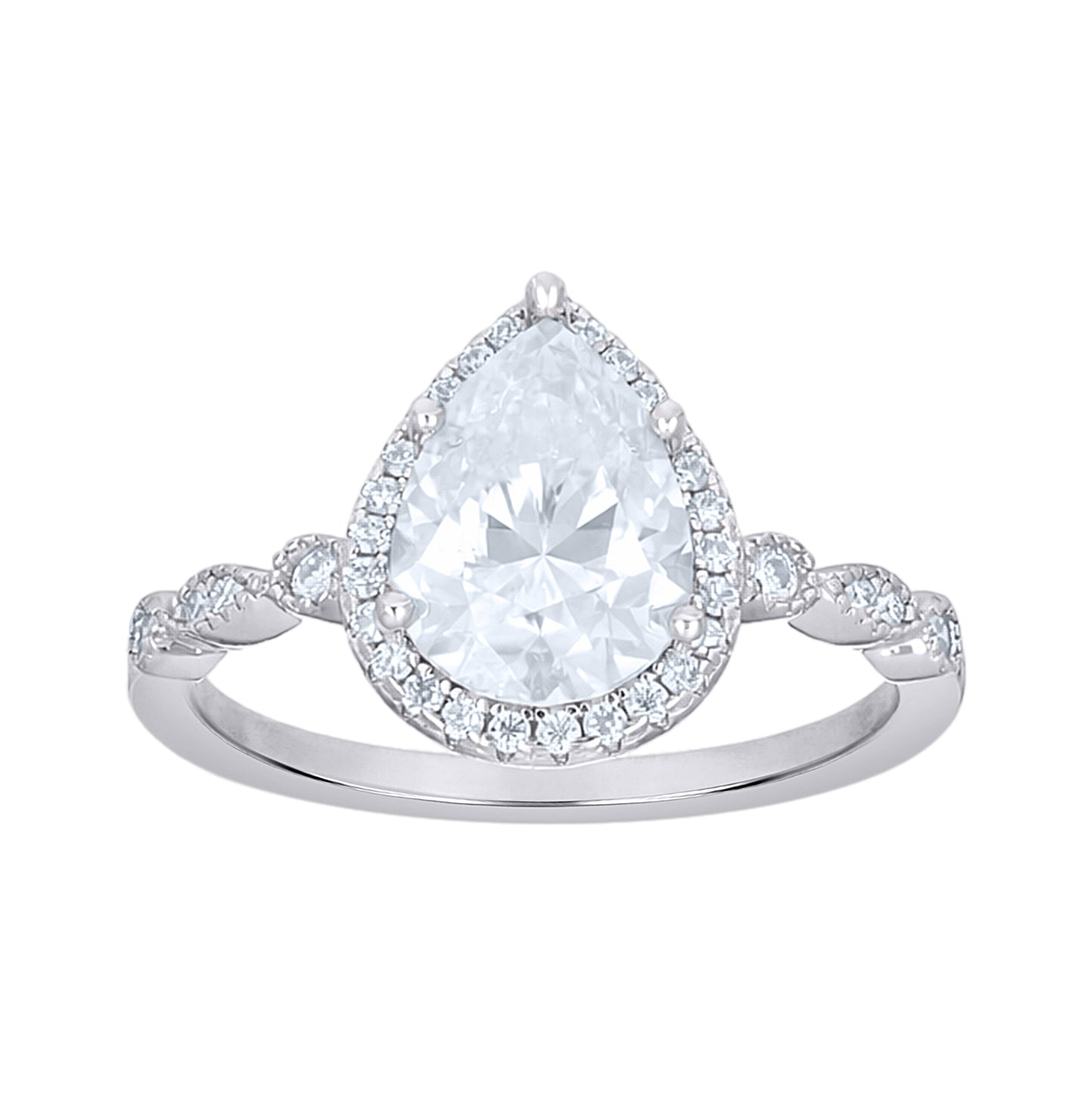 Sterling Silver Womens Pear Round 2.59ct Moissanite Duo Ring Set Size 5– Elegant Jewelry Gift for Birthday, Anniversary, Engagement, Wedding