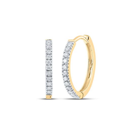 10K Yellow Gold Womens Round Diamond Hoop Earrings 1/2 Cttw