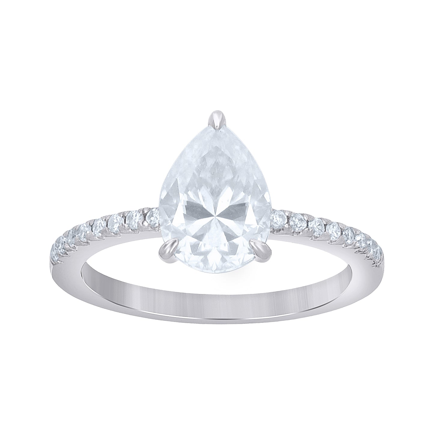Sterling Silver Womens Pear Round 2.25ct Moissanite Engagement Ring Size 5– Elegant Jewelry Gift for Birthday, Anniversary, Engagement, Wedding