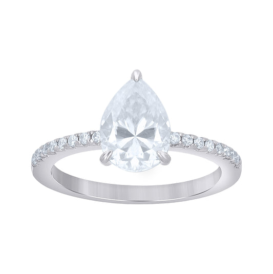 Sterling Silver Womens Pear Round 2.25ct Moissanite Engagement Ring Size 5– Elegant Jewelry Gift for Birthday, Anniversary, Engagement, Wedding