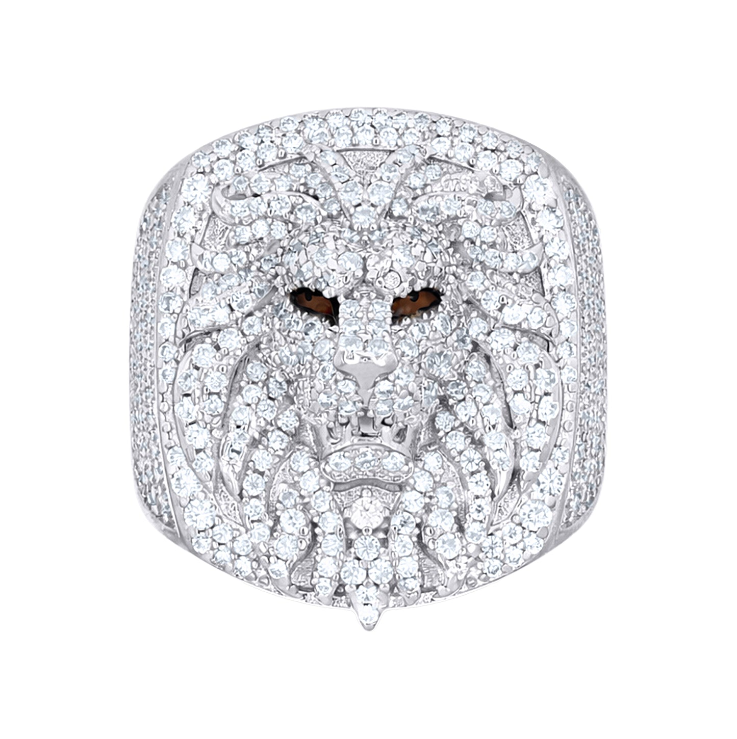 Sterling Silver Mens 3.52ct Moissanite Enameled Loin Head Fashion Ring Size 10– Elegant Jewelry Gift for Birthday, Anniversary, Engagement, Wedding