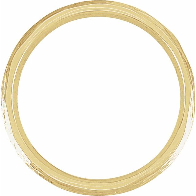 18K Yellow Gold Polished Bark-Style Comfort-Fit Band With Bead Blast Finish