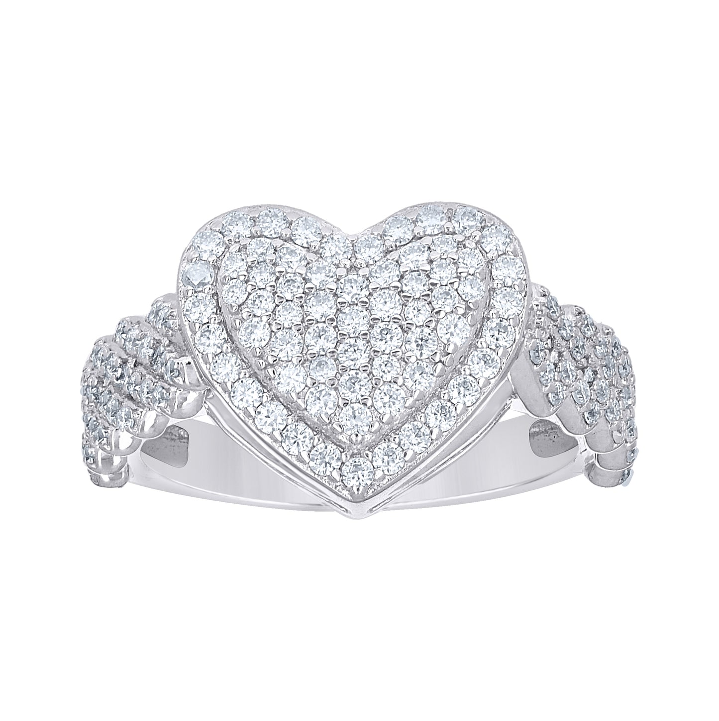 Sterling Silver Womens 0.81ct Moissanite Heart Ring Size 5– Elegant Jewelry Gift for Birthday, Anniversary, Engagement, Wedding