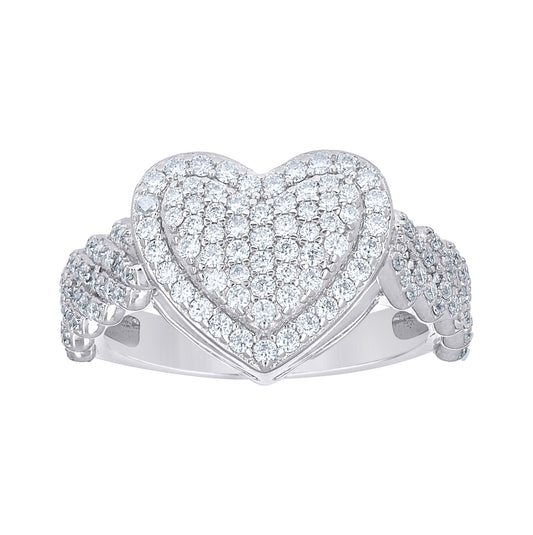 Sterling Silver Womens 0.81ct Moissanite Heart Ring Size 5– Elegant Jewelry Gift for Birthday, Anniversary, Engagement, Wedding
