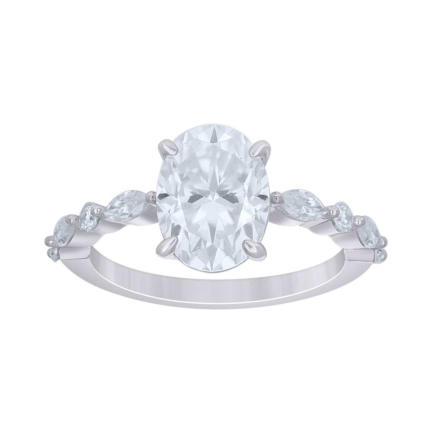 Sterling Silver Womens Oval Round 2.65ct Moissanite Engagement Ring Size 5– Elegant Jewelry Gift for Birthday, Anniversary, Engagement, Wedding