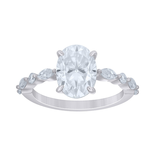 Sterling Silver Womens Oval Round 2.65ct Moissanite Engagement Ring Size 5– Elegant Jewelry Gift for Birthday, Anniversary, Engagement, Wedding