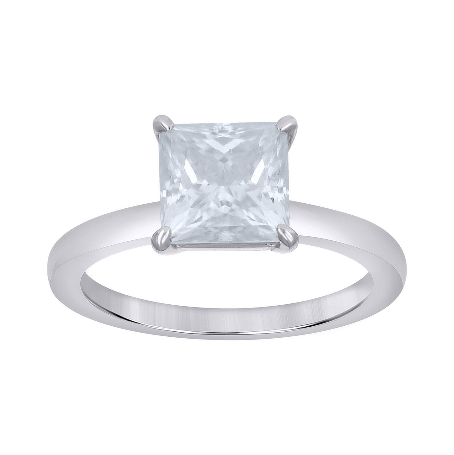 Sterling Silver Womens Princess-Cut 2.1ct Moissanite Solitaire Engagement Ring Size 5– Elegant Jewelry Gift for Birthday, Anniversary, Engagement, Wedding
