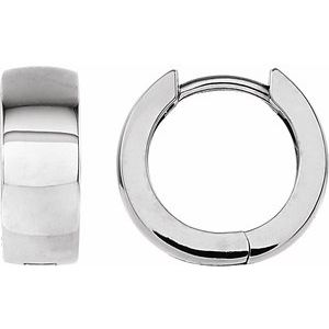 Sterling Silver Pair Hinged Hoop Earrings, Length: 14 Mm, Thickness: 5 Mm
