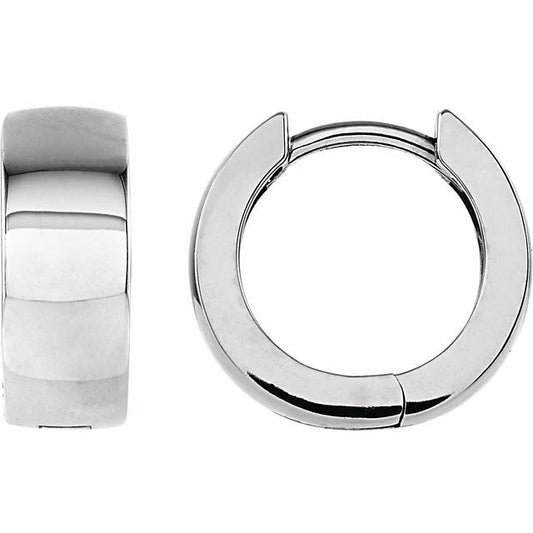 Platinum 14 Mm 5 Mm Each Hinged Polished Hinged Hoop Earring