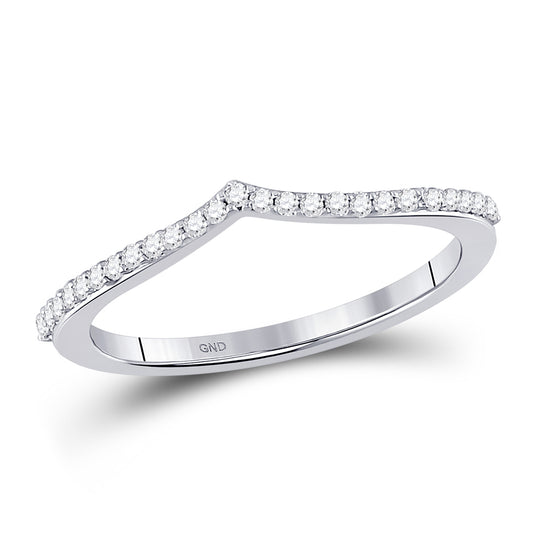 10K White Gold Womens Round Diamond Chevron Stackable Band Ring 1/6 Cttw, Womens Size: 5-10