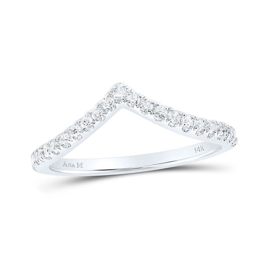 10K White Gold Womens Round Diamond Chevron Stackable Band Ring 1/5 Cttw, Womens Size: 5-10