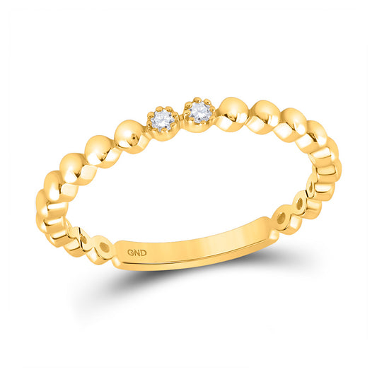 10K Yellow Gold Womens Round Diamond 2-Stone Stackable Band Ring .03 Cttw, Womens Size: 5-10