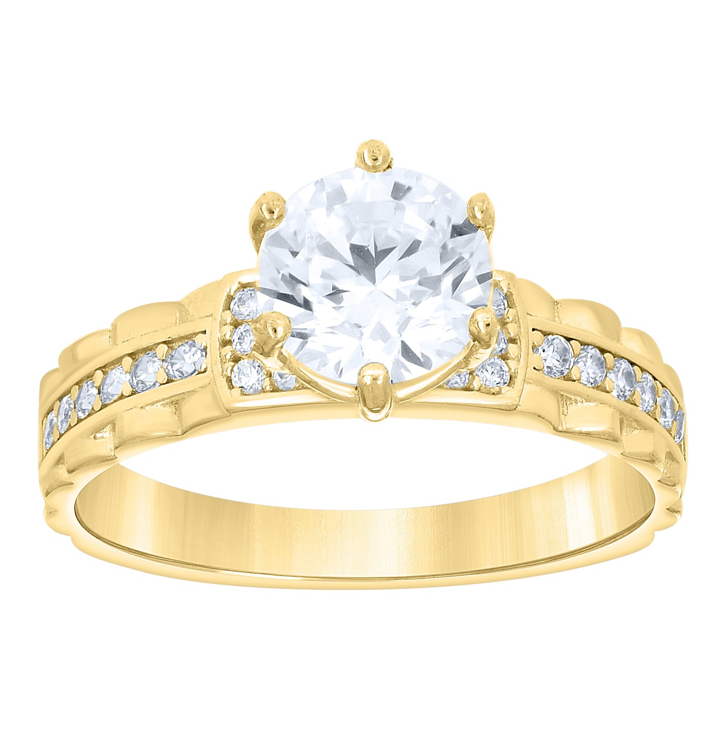 14kt Yellow Gold His & Hers Cubic-Zirconia Trio Ring Set, Women's Size 7 & Men's Size 10 – Elegant Jewelry Gift for Birthday, Anniversary, Engagement, Wedding