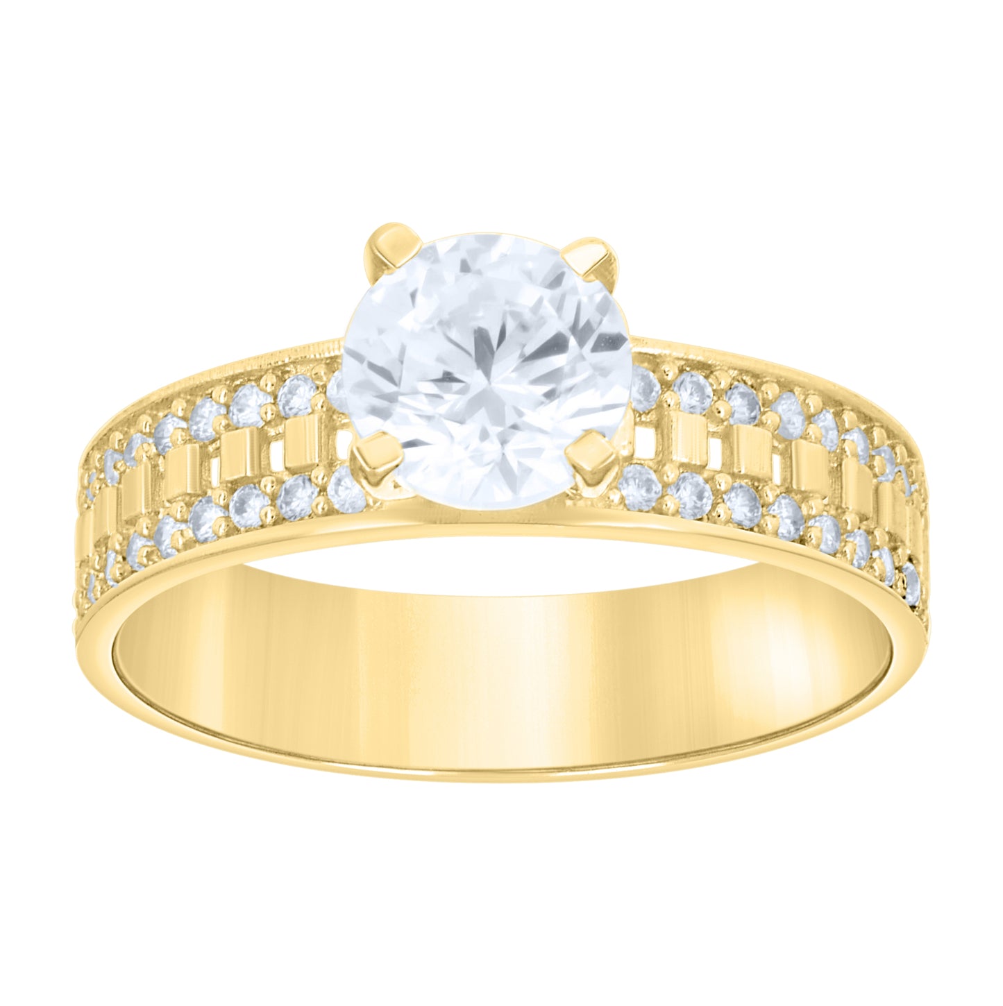 14kt Yellow Gold His & Hers Cubic-Zirconia Trio Ring Set, Women's Size 7 & Men's Size 10 – Elegant Jewelry Gift for Birthday, Anniversary, Engagement, Wedding