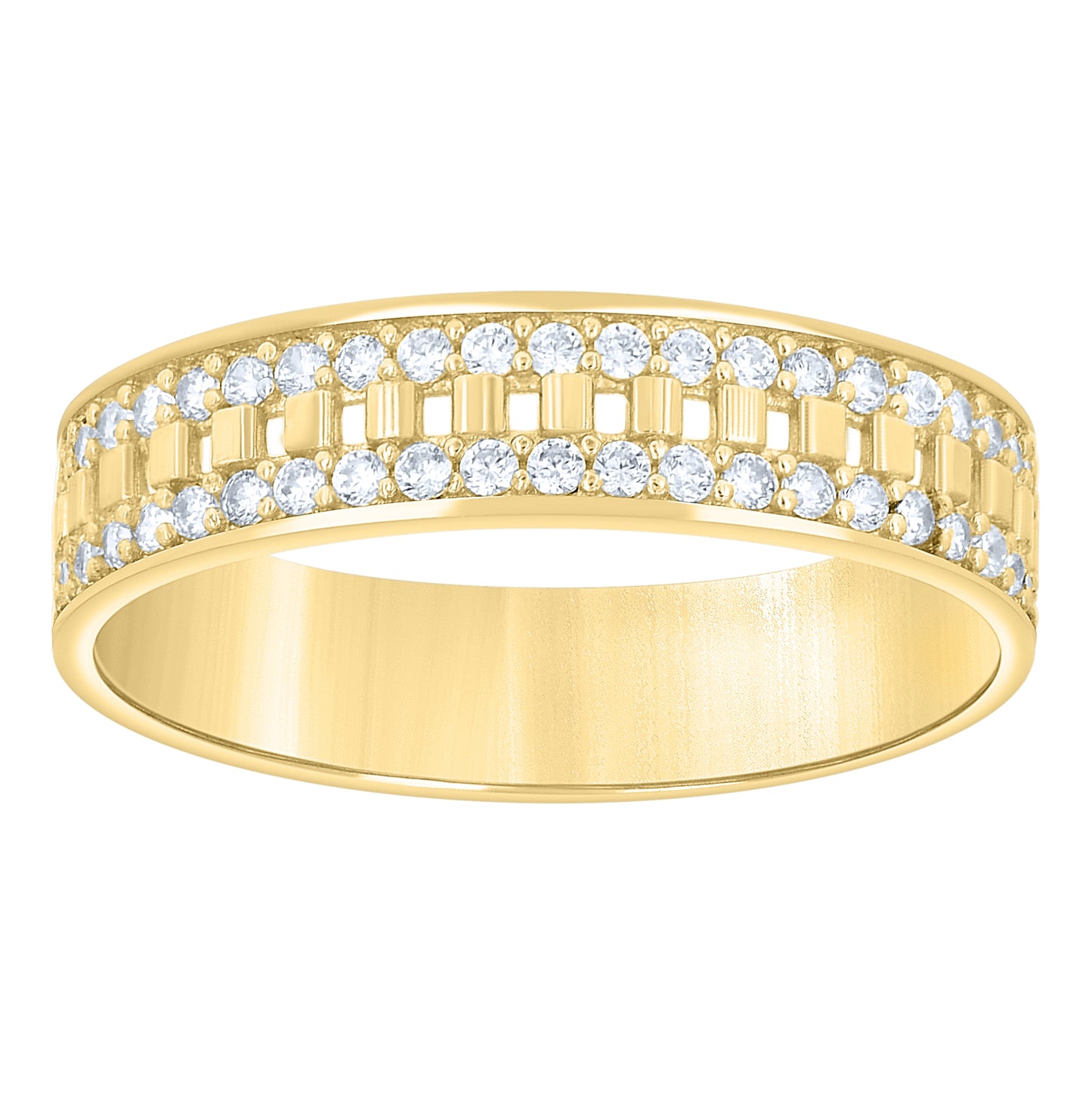 14kt Yellow Gold His & Hers Cubic-Zirconia Trio Ring Set, Women's Size 7 & Men's Size 10 – Elegant Jewelry Gift for Birthday, Anniversary, Engagement, Wedding