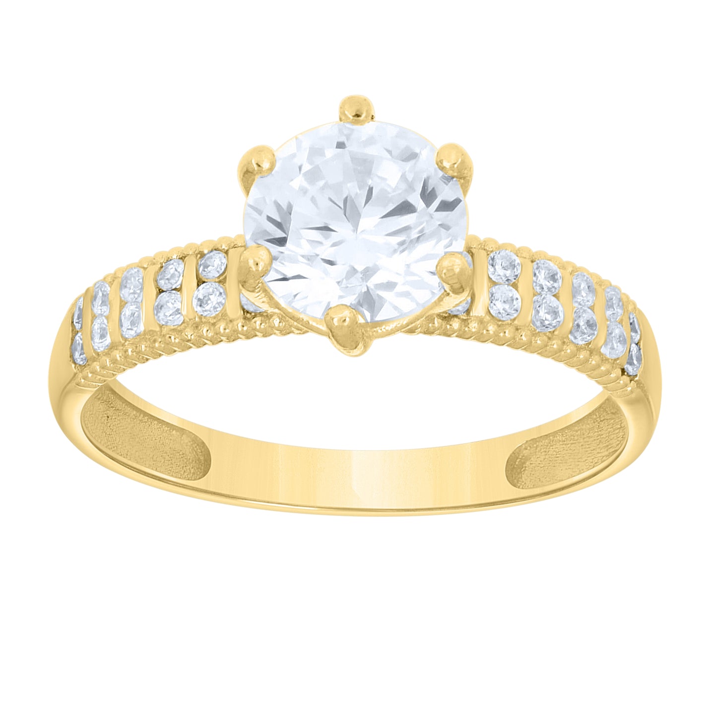 14kt Yellow Gold His & Hers Cubic-Zirconia Trio Ring Set, Women's Size 7 & Men's Size 10 – Elegant Jewelry Gift for Birthday, Anniversary, Engagement, Wedding
