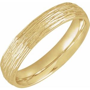 10K Yellow Or White Or Rose Gold Tree Bark-Inspired Comfort-Fit Flat Band