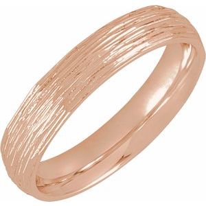 10K Yellow Or White Or Rose Gold Tree Bark-Inspired Comfort-Fit Flat Band