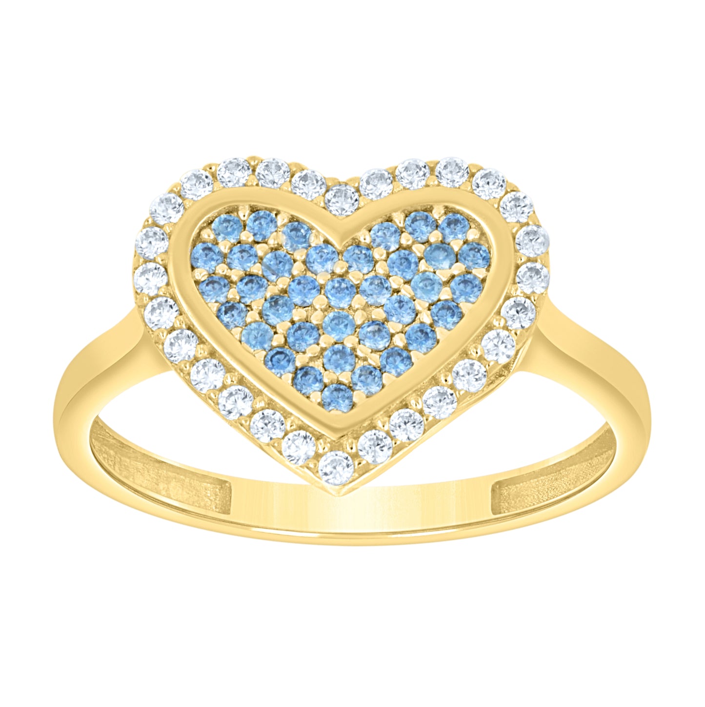 14kt Yellow Gold Womens Green White Cubic-Zirconia Heart Love Ring– Elegant Jewelry Gift for Birthday, Anniversary, Engagement, Wedding