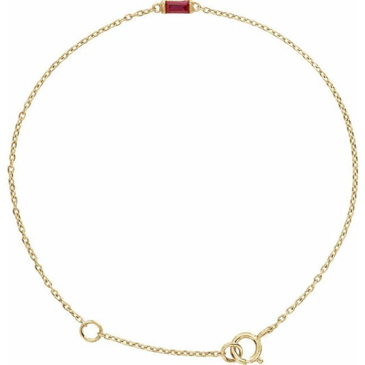 14K Yellow Or Rose Gold Or Sterling Silver 4 X 2 Mm Polished Natural Gemstone Staright Baguette  6 1/2-7 1/2 In Bracelet