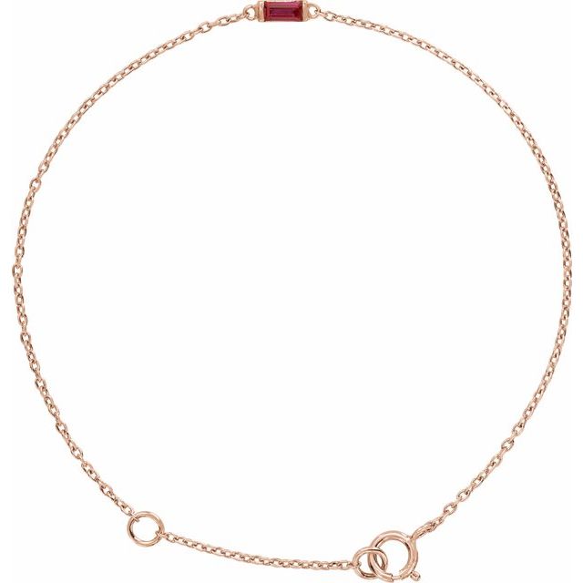 14K Yellow Or Rose Gold Or Sterling Silver 4 X 2 Mm Polished Natural Gemstone Staright Baguette  6 1/2-7 1/2 In Bracelet