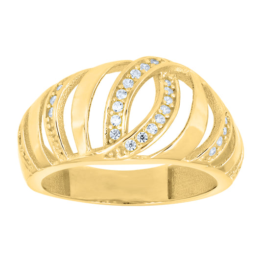 14kt Yellow Gold Womens Cubic-Zirconia Openwork Fashion Ring– Elegant Jewelry Gift for Birthday, Anniversary, Engagement, Wedding