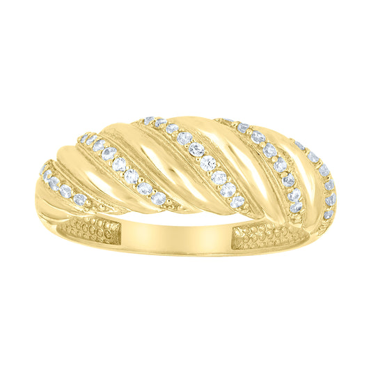 14kt Yellow Gold Womens Cubic-Zirconia Croissant Fashion Ring– Elegant Jewelry Gift for Birthday, Anniversary, Engagement, Wedding