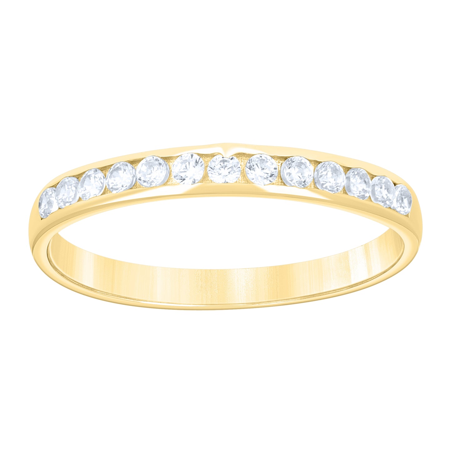 14kt Yellow Gold Womens Cubic-Zirconia Stackable Band Ring– Elegant Jewelry Gift for Birthday, Anniversary, Engagement, Wedding