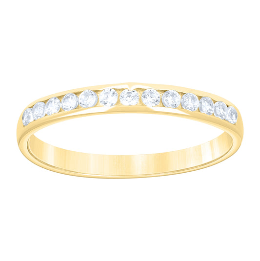 14kt Yellow Gold Womens Cubic-Zirconia Stackable Band Ring– Elegant Jewelry Gift for Birthday, Anniversary, Engagement, Wedding