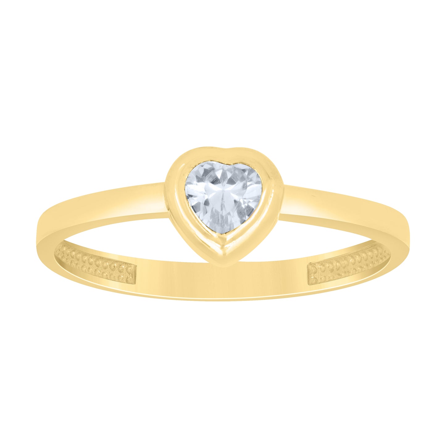 14kt Yellow Gold Womens Blue Heart Cubic-Zirconia Heart Love Ring– Elegant Jewelry Gift for Birthday, Anniversary, Engagement, Wedding