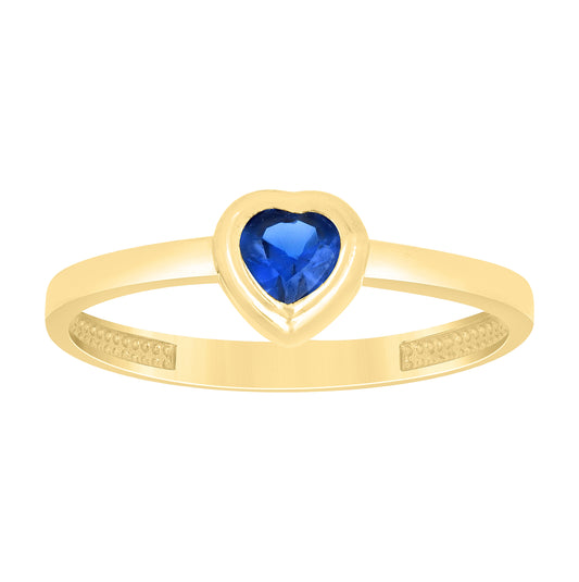 14kt Yellow Gold Womens Blue Heart Cubic-Zirconia Heart Love Ring– Elegant Jewelry Gift for Birthday, Anniversary, Engagement, Wedding