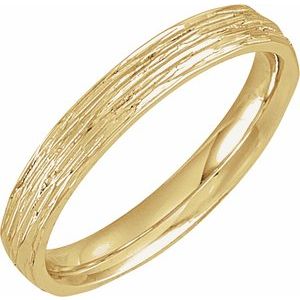 14K Yellow Or White Or Rose Gold Or Sterling Silver Or Platinum Tree Bark-Inspired Comfort-Fit Flat Band